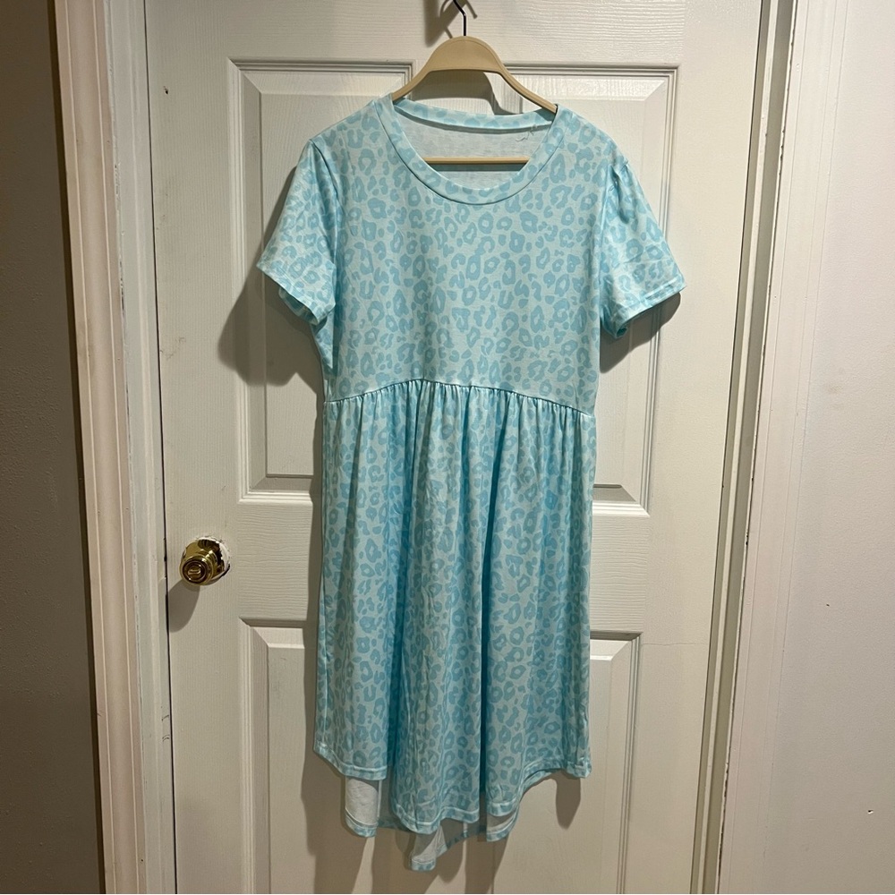 Blue Leopard Print Dress